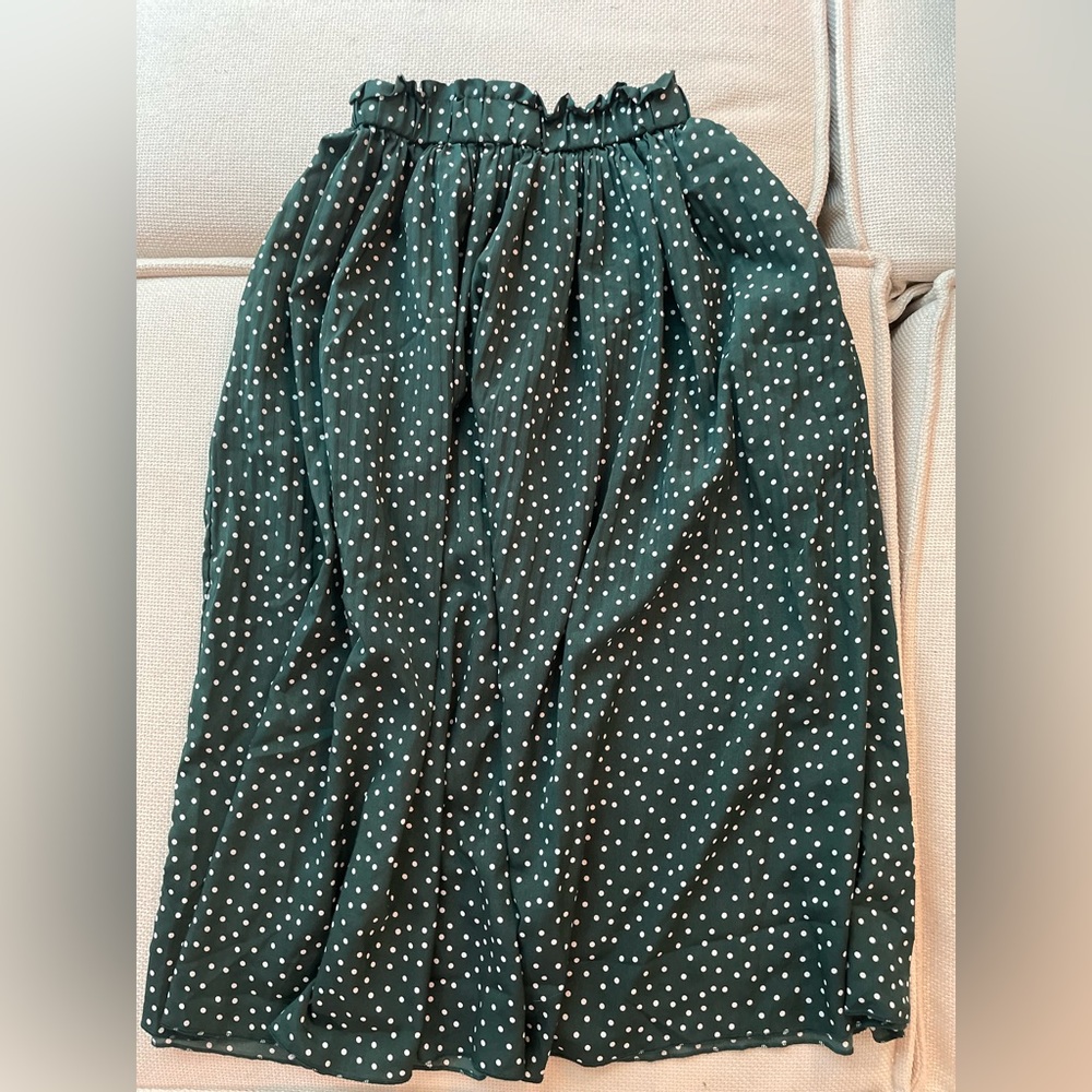Beautiful High Waist Polka Dot Pleated Skirt Midi Swing Skirt with Pockets